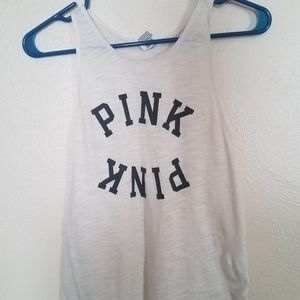 PINK Tank Top, White, XS